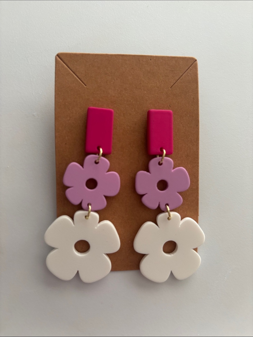 Fashion Jewelry Pink and Light Purple Flower Drop Earrings